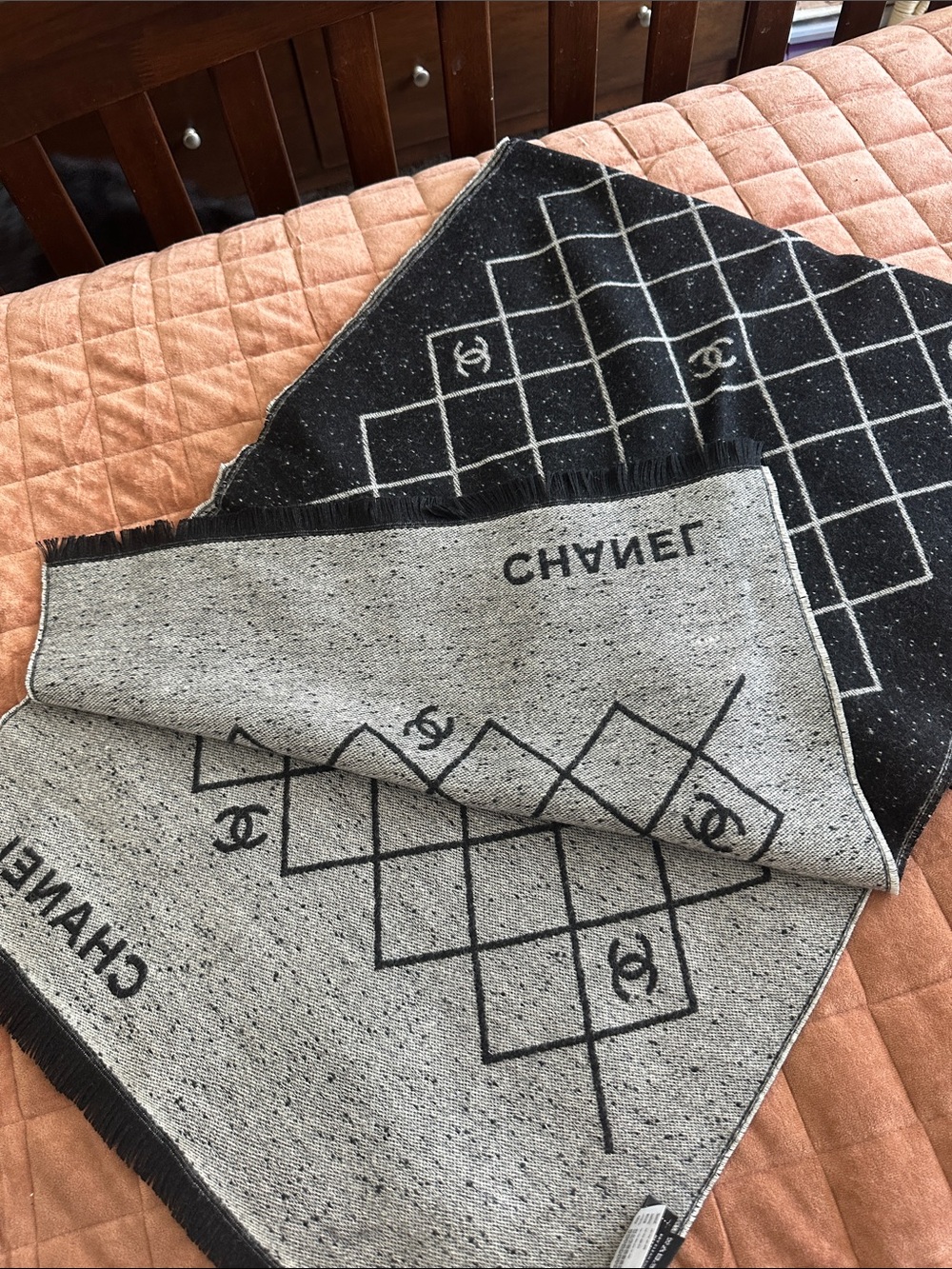 Black & Gray Signature Logo Reversible Scarf